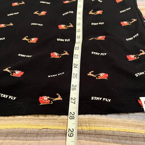 Free Planet Mens XL Black All Over Print Santa Sleigh Stay Fly Graphic T Shirt - Picture 6 of 8
